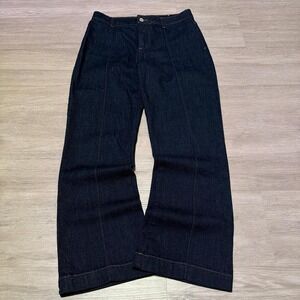 Raw Denim Wash Flared Y2K Pleated Pants (28x28)